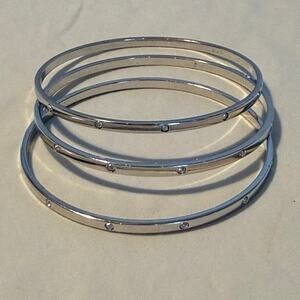 Swarovski Set Of 3 Silver Bangle Bracelets - AS IS